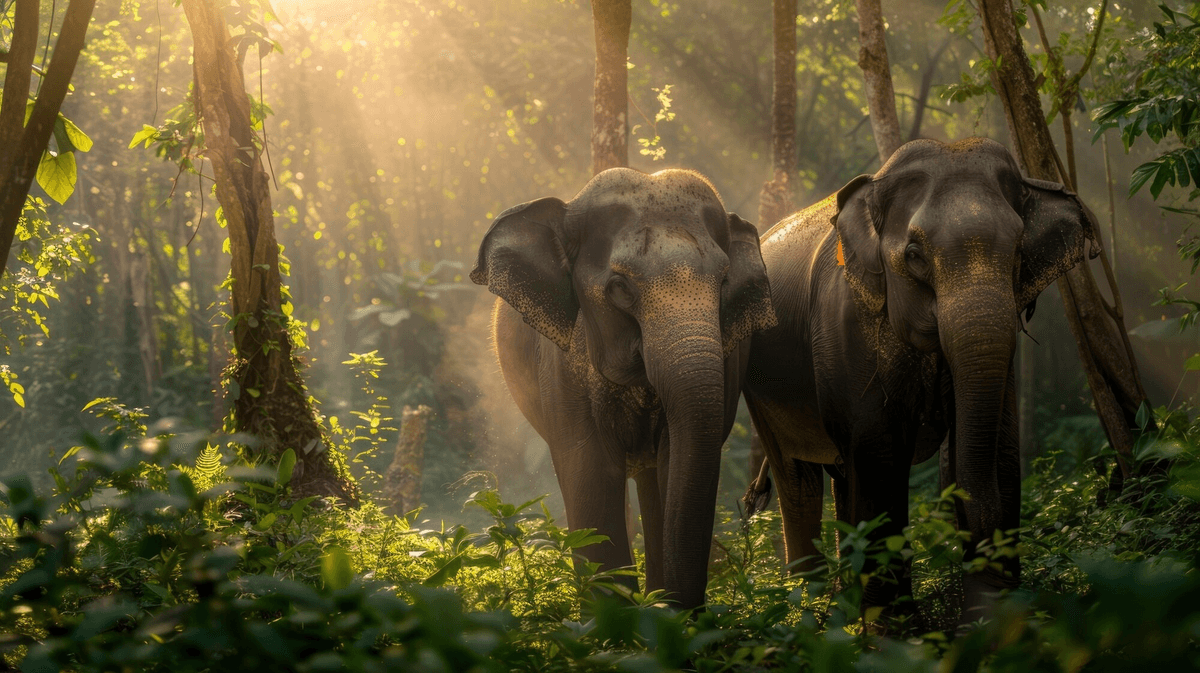 Elephants in forest